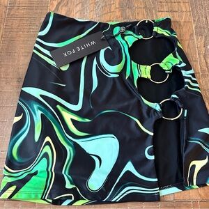 White Fox Boutique The Last Dance Green Swirl and Black Swirl Mini Skirt